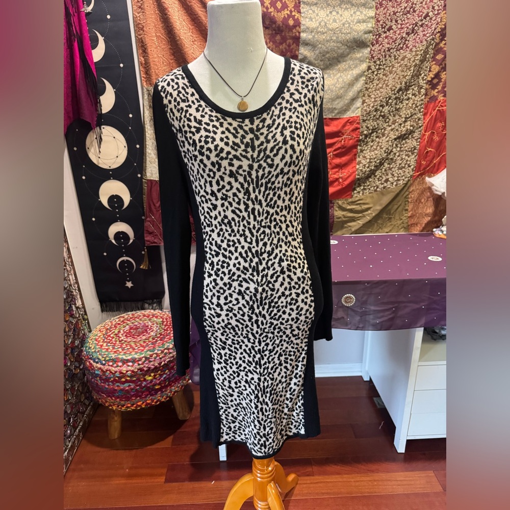 Ultra Flirt Animal Print Long Sleeve Dress - Picture 1 of 4